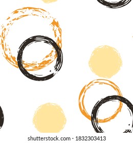 Círculo de pincel negro. Patrón de infiltración de vectores. Diseño colorido. Fondo De Resumen Blanco Con Color De Agua Cae Formas Caóticas. Envase Artístico Simple. Rodamientos De Cepillo De Charla, Confetti.
