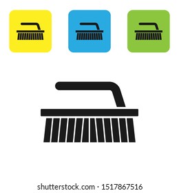 Black Brush for cleaning icon isolated on white background. Set icons colorful square buttons. Vector Illustration