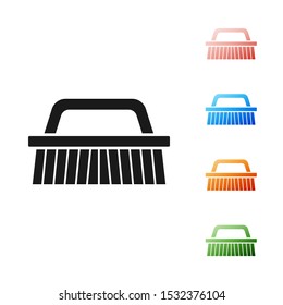 Black Brush for cleaning icon isolated on white background. Set icons colorful. Vector Illustration