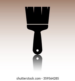 Black Brush icon. Vector illustration with reflection