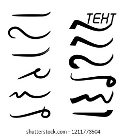 black brush line for retro text tails decoration set