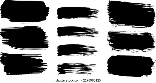 Black Brush Marks. Hand Drawn Grunge Texture