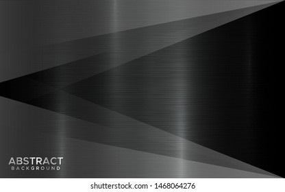 Black brush metal abstract geometric background with transparency abstract layer. modern geometric technology. Vector design.