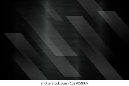 Black brush metal abstract geometric background with transparency abstract layer. modern geometric technology. Vector design.