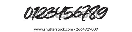 Black brush number 0 1 2 3 4 5 6 7 8 9.  Use this number typeface for creative minds and sport jerseys, baseball kits, and football players. EPS vector illustration design.   
