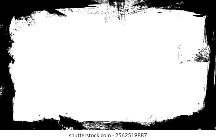 black brush paint frame border artistic grunge graphic element