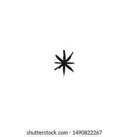 black brush painted grunge asterisk footnote icon. Flat icon of lopsided footnote isolated on white background. Vector illustration. cartoon star note symbol for more information