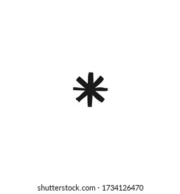 black brush painted grunge asterisk footnote icon. Flat icon of lopsided footnote isolated on white background. Vector illustration. cartoon star note symbol for more information