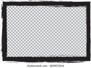 black brush painted ink stamp frame with transparent place for your design element