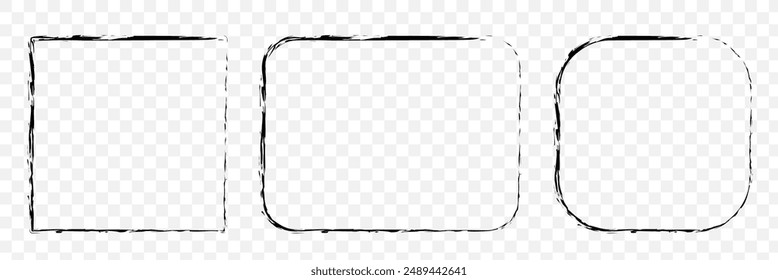 Black Brush painted ink stamp frame. set of black brush painted ink stamp frames with place for your design element. Vector illustration.