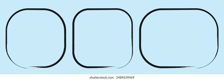 Black brush painted ink stamp frame. Ink rectangle stamp. Grunge empty black frame. Square border. Rubber stamp imprint. Vector illustration on isolated background. Eps 10.