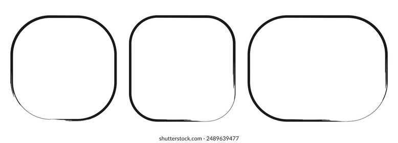 Black brush painted ink stamp frame. Ink rectangle stamp. Grunge empty black frame. Square border. Rubber stamp imprint. Vector illustration on isolated background. Eps 10.