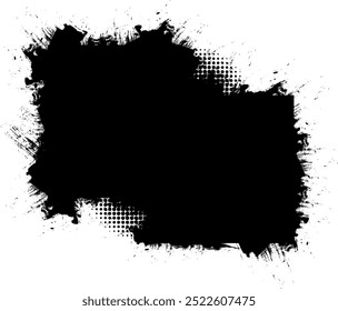 black brush painting banner with halftone grunge graphic element