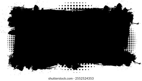 black brush painting banner label sign grunge graphic element