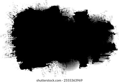 black brush painting banner label artistic grunge graphic element
