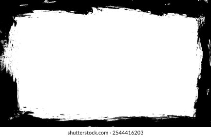 black brush painting lines frame border picture grunge graphic element abstract background