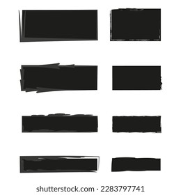 Black brush rectangles in hand drawn style. Vector illustration.