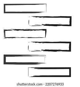 black brush rectangles. Ink paint brush stain. Grunge background. Vector illustration. Stock image.