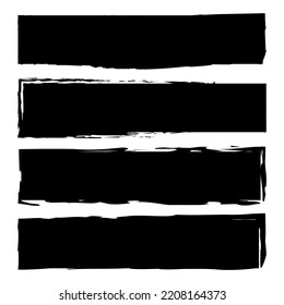 black brush rectangles. Ink paint brush stain. Grunge background. Vector illustration. Stock image. 