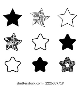 black brush stars set. Vector illustration. stock image.