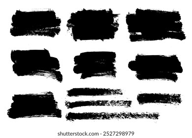 Black brush strock, grunge black paint stripe. Graphic element design with in splatter.