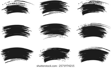 black brush strock set illustration