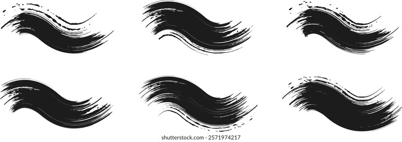 black brush strock set illustration