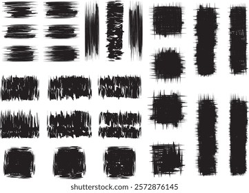 Black brush strock set and white background