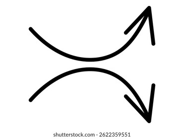 Black brush stroke arrow up and down