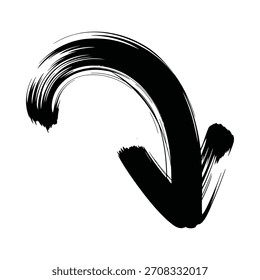 Black brush stroke arrow pointing down and to the right