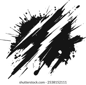 black brush stroke art set