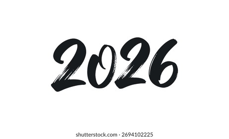 Caligrafia do traço da escova preta do ano 2026 ano novo