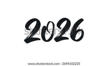 Black brush stroke calligraphy of the year 2026 new year