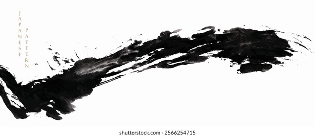 Black brush stroke with Chinese painting illstration vector. Watercolor texture with art abstract template design.	