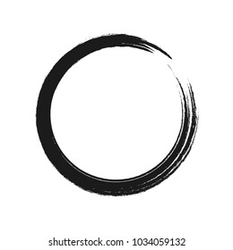 Black brush stroke in the form of a circle. Vector illustration.