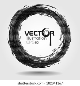Black Brush Stroke In The Form Of A Circle. Vector Illustration. Eps 10.