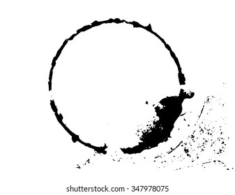 Black brush stroke in the form of a circle. Drawing created in ink sketch handmade technique. Isolated on white background, easy to use