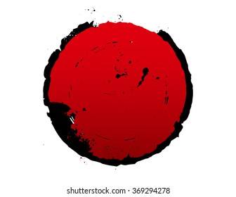 Black brush stroke in the form circle  Drawing created in ink sketch handmade technique  Isolated white background  easy to use
