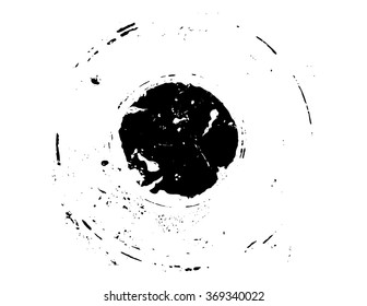 Black brush stroke in the form of a circle. Drawing created in ink sketch handmade technique. Isolated on white background
