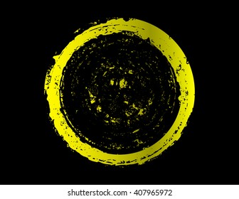 Black brush stroke in the form of a circle. Drawing created in ink sketch handmade technique. Isolated on white background, easy to use