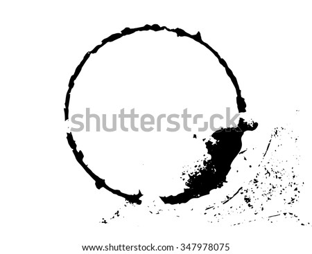 Black brush stroke in the form of a circle. Drawing created in ink sketch handmade technique. Isolated on white background, easy to use