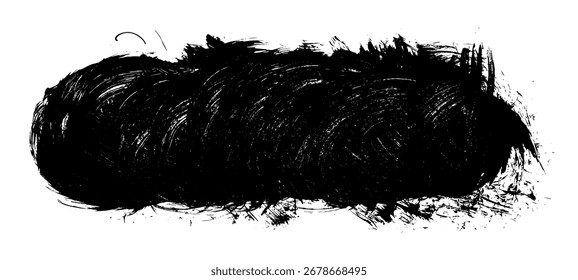 Schwarze abstrakte Pinselstriche. Tintenfleck einzeln auf weißem Hintergrund. Körnig strukturierte Design-Elemente. Vektorgrafik, eps 10.
