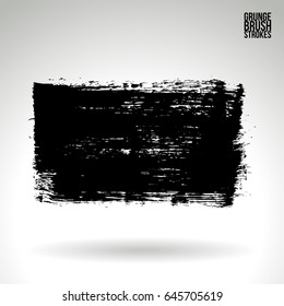 Black brush stroke. Grunge vector abstract hand - painted element. Underline and border design.