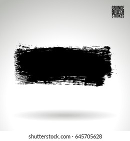 Black brush stroke. Grunge vector abstract hand - painted element. Underline and border design.