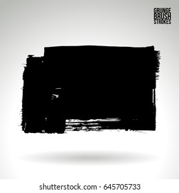 Black brush stroke. Grunge vector abstract hand - painted element. Underline and border design.