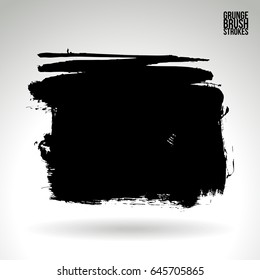 Black brush stroke. Grunge vector abstract hand - painted element. Underline and border design.