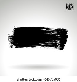 Black brush stroke. Grunge vector abstract hand - painted element. Underline and border design.