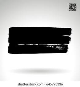 Black brush stroke. Grunge vector abstract hand - painted element. Underline and border design.