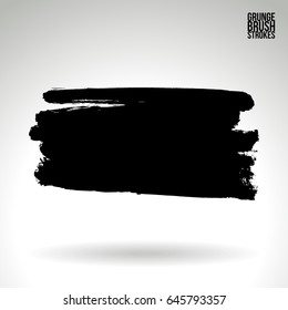 Black brush stroke. Grunge vector abstract hand - painted element. Underline and border design.