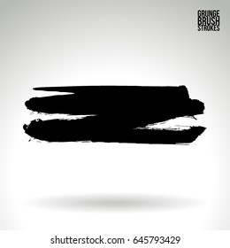Black brush stroke. Grunge vector abstract hand - painted element. Underline and border design.